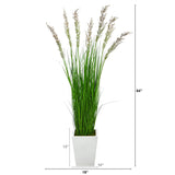 64” Wheat Grass Artificial Plant in White Metal Planter by Nearly Natural