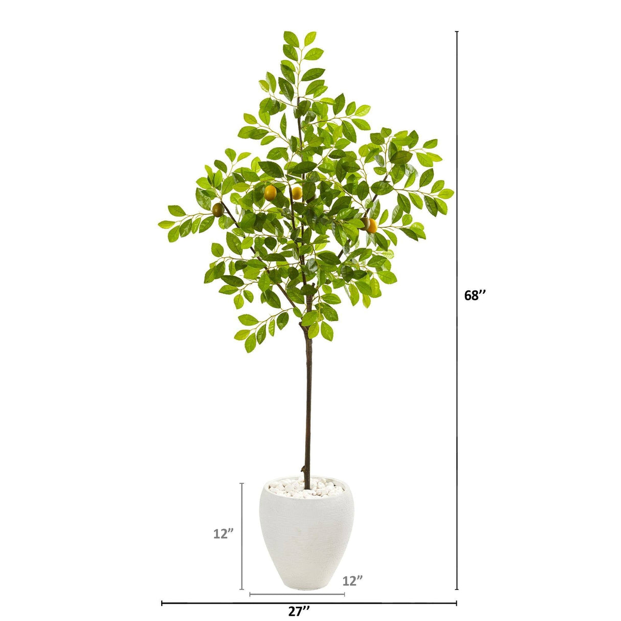 68” Lemon Artificial Tree in White Planter by Nearly Natural