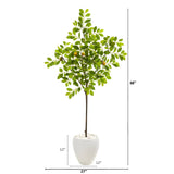 68” Lemon Artificial Tree in White Planter by Nearly Natural