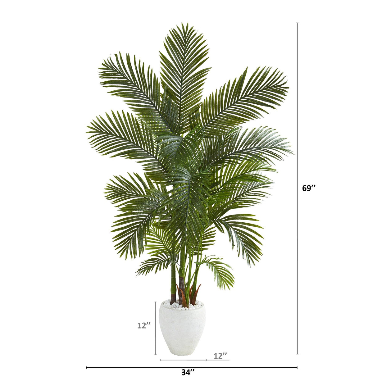 69” Areca Palm Artificial Tree in White Planter by Nearly Natural