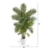 69” Areca Palm Artificial Tree in White Planter by Nearly Natural