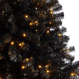 7’ Black Artificial Christmas Tree with 500 Clear LED Lights and 1428 Tips by Nearly Natural - Vysn