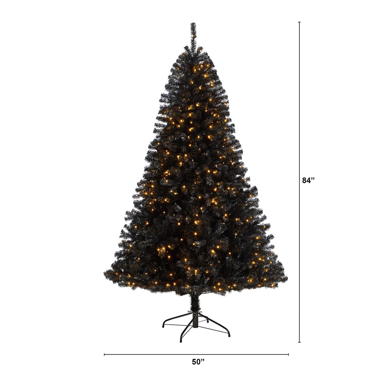 7’ Black Artificial Christmas Tree with 500 Clear LED Lights and 1428 Tips by Nearly Natural - Vysn