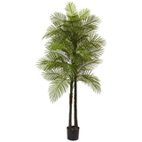 7’ Double Robellini Palm Tree UV Resistant (Indoor/Outdoor) by Nearly Natural