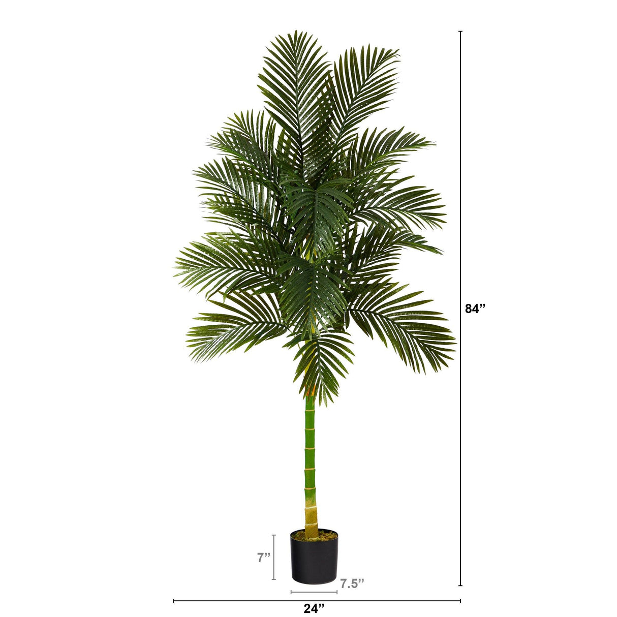 7’ Single Stalk Golden Cane Artificial Palm Tree by Nearly Natural