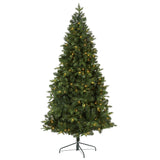 7’ Grand Teton Spruce Flat Back Artificial Christmas Tree with 220 Clear LED Lights and 953 Bendable Branches by Nearly Natural