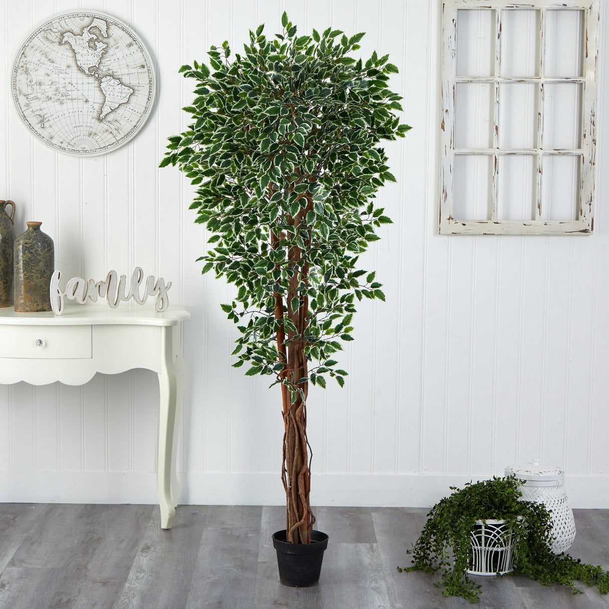 70” Variegated Ficus Artificial Tree UV Resistant (Indoor/Outdoor) by Nearly Natural