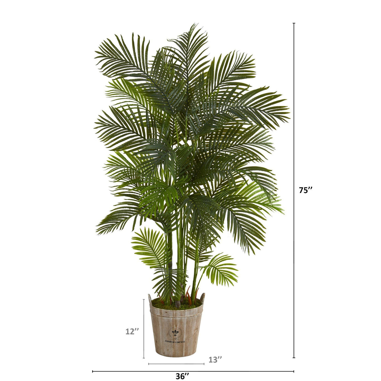 75” Areca Palm Artificial Tree in Farmhouse Planter by Nearly Natural