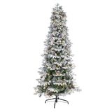 7.5' Flocked Alaskan Pre-Lit Artificial Christmas Tree 350 LED Lights and 2155 Bendable Branches by Nearly Natural