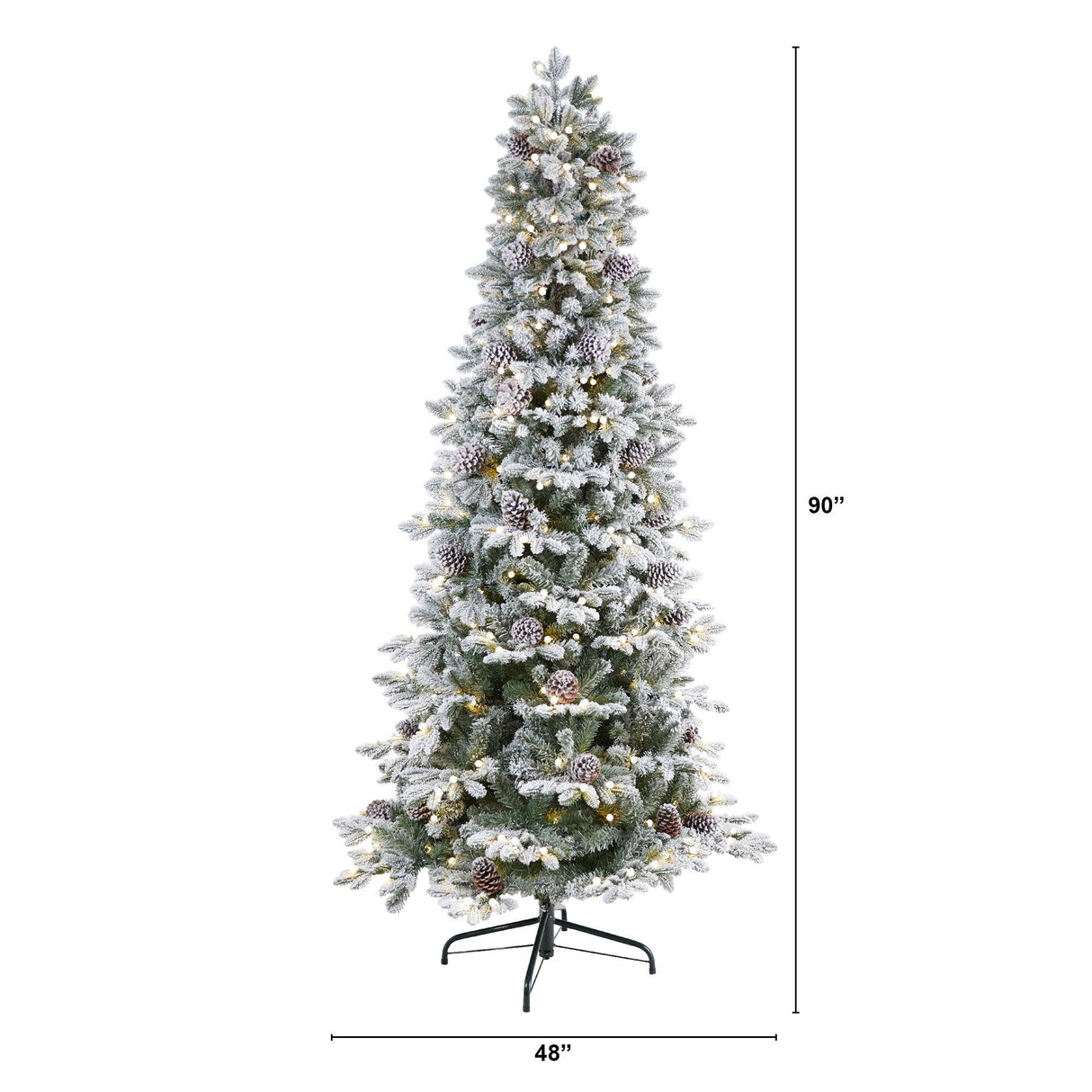 7.5' Flocked Alaskan Pre-Lit Artificial Christmas Tree 350 LED Lights and 2155 Bendable Branches by Nearly Natural