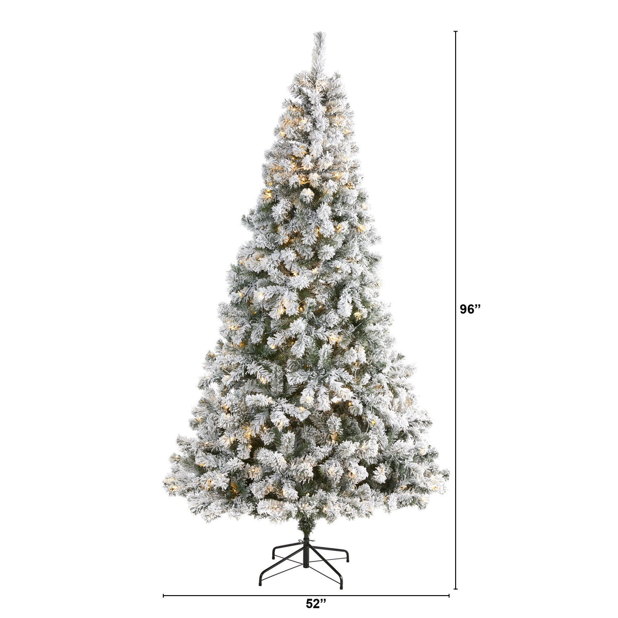 8' Flocked West Virginia Fir Artificial Christmas Tree with 500 Clear LED Lights by Nearly Natural