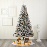 8' Flocked West Virginia Fir Artificial Christmas Tree with 500 Clear LED Lights by Nearly Natural