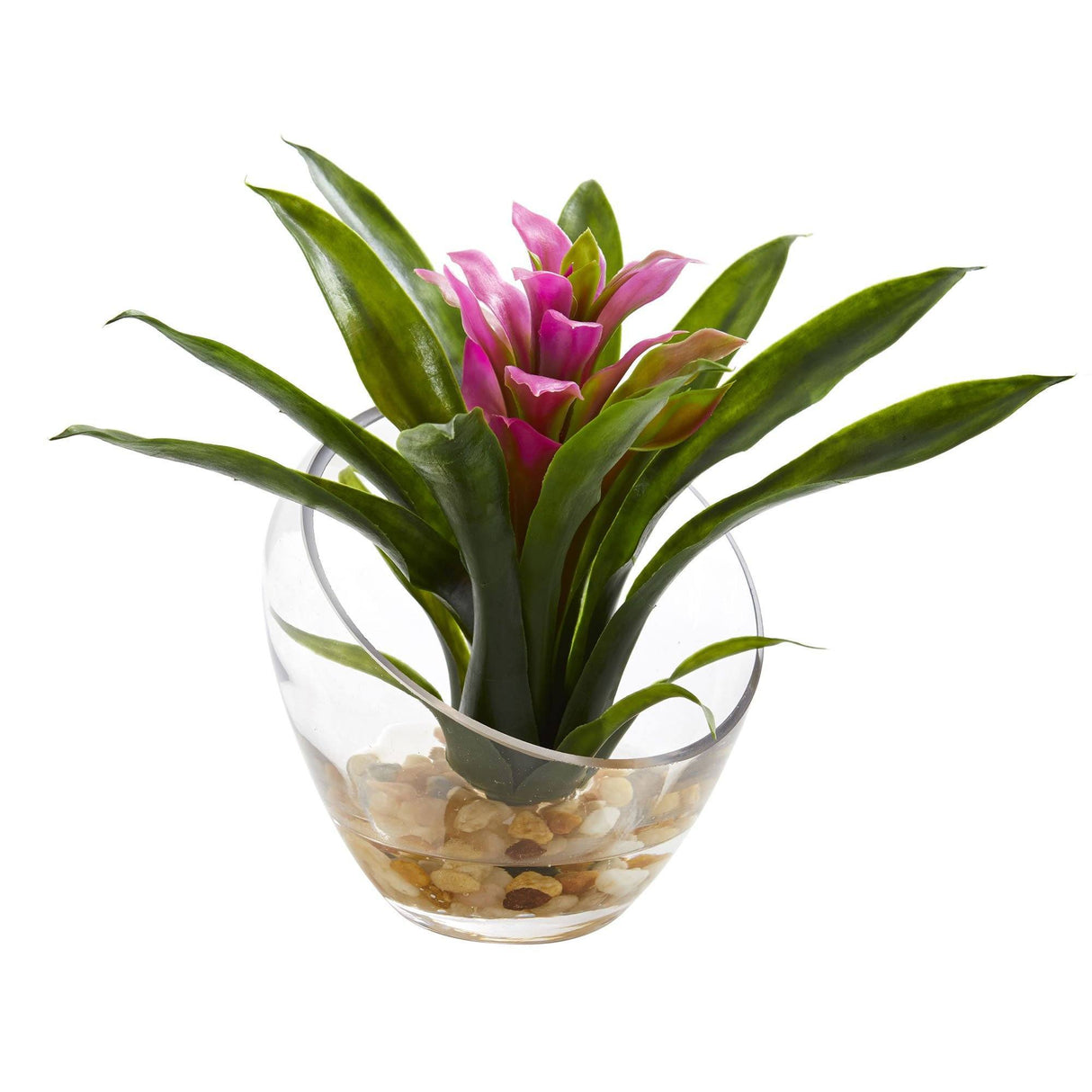 8’’ Tropical Bromeliad in Angled Vase Artificial Arrangement by Nearly Natural