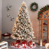 9’ Flocked South Carolina Spruce Christmas Tree with 850 Clear Lights and 2329 Bendable Branches by Nearly Natural