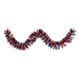 9’ Patriotic “American Flag” Themed Artificial Garland with 50 Warm LED Lights by Nearly Natural