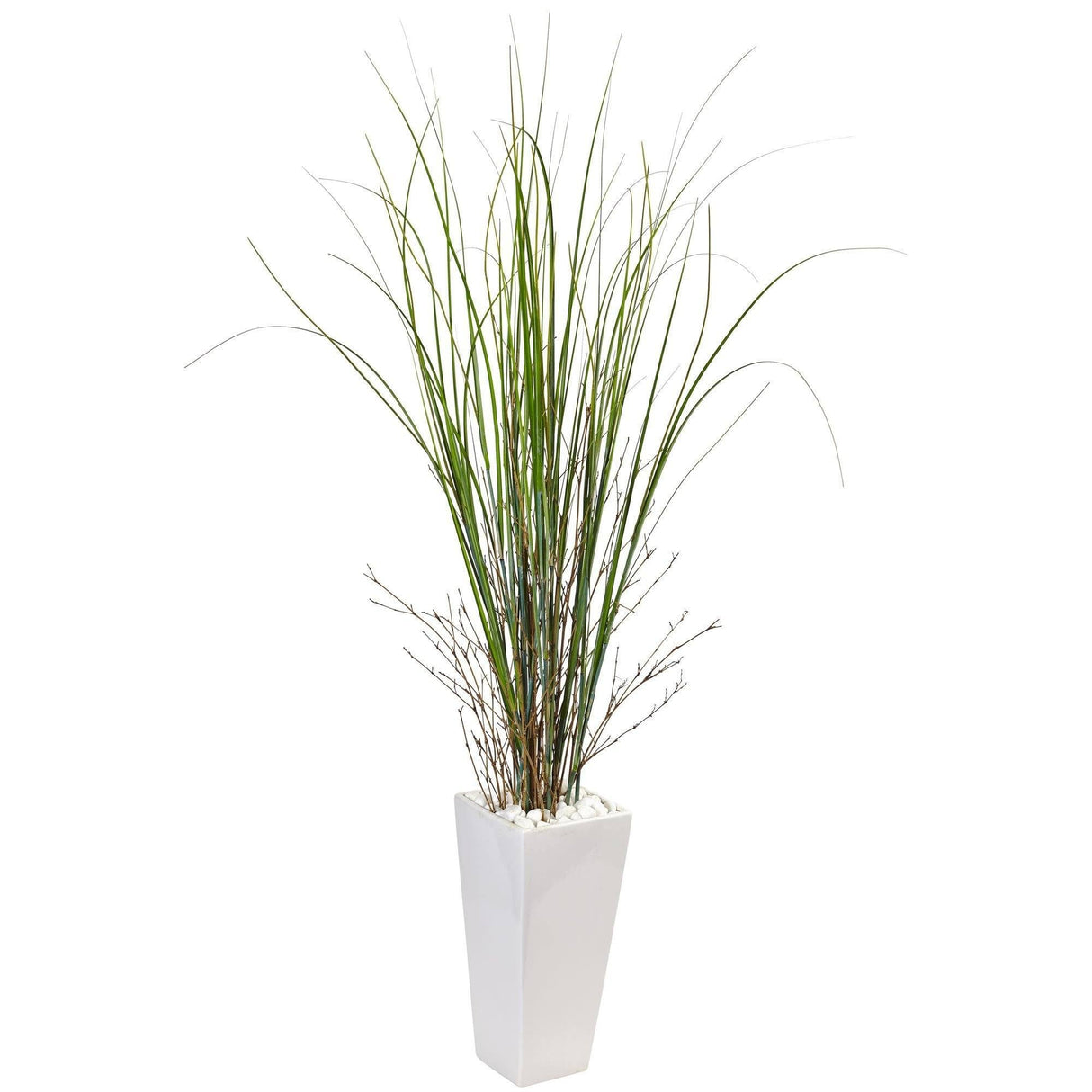 Bamboo Grass in White Tower Ceramic by Nearly Natural