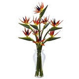 Birds of Paradise in Vase by Nearly Natural