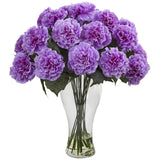 Blooming Carnation Arrangement w/Vase by Nearly Natural