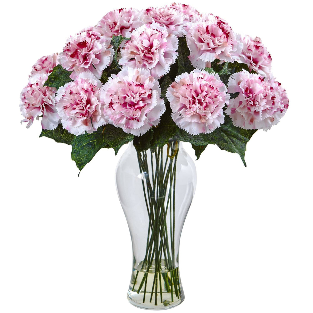 Blooming Carnation Arrangement w/Vase by Nearly Natural