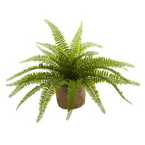 Boston Fern w/Burlap Planter (Set of 2) by Nearly Natural