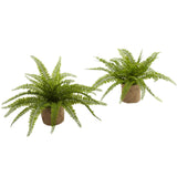 Boston Fern w/Burlap Planter (Set of 2) by Nearly Natural