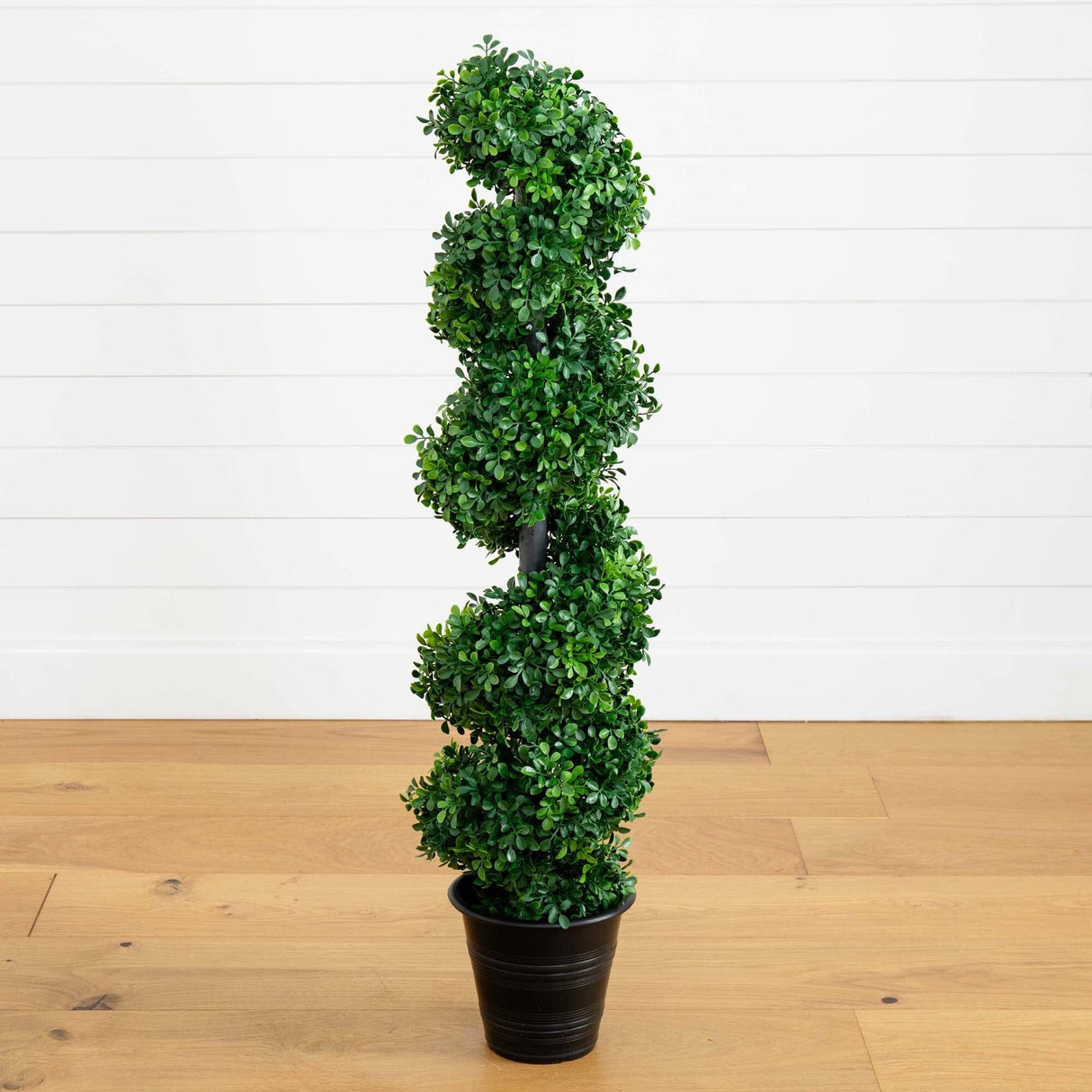 Boxwood Spiral Topiary with Planter (Indoor/Outdoor) by Nearly Natural