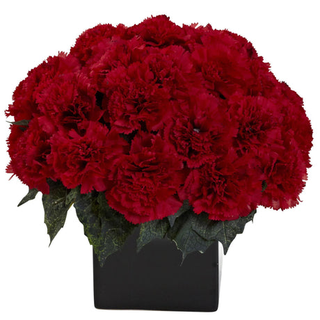 Carnation Arrangement w/Vase by Nearly Natural