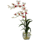 Dendrobium w/Glass Vase Silk Flower Arrangement by Nearly Natural