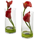 Double Calla Lily w/Cylinder (Set of 2) by Nearly Natural