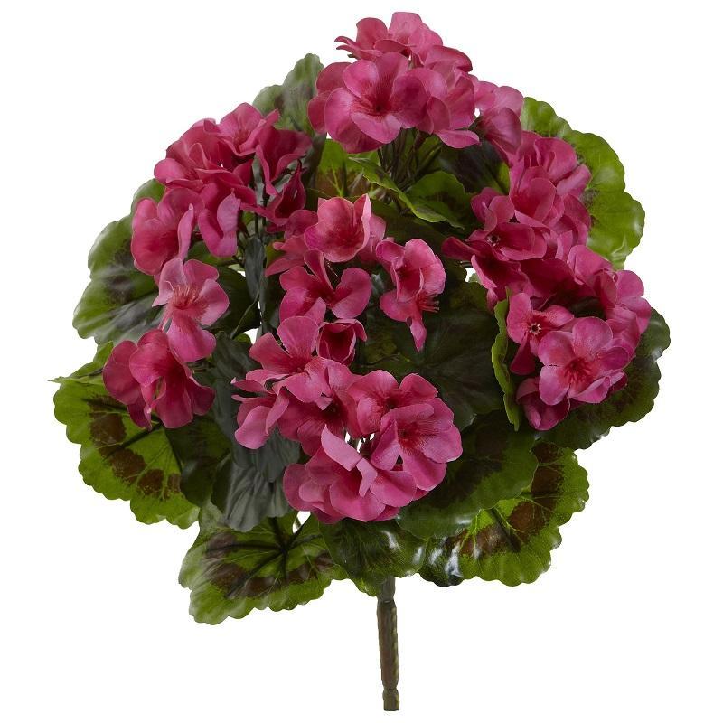 Geranium Artificial Bush UV Resistant (Indoor/Outdoor) (Set of 4) by Nearly Natural