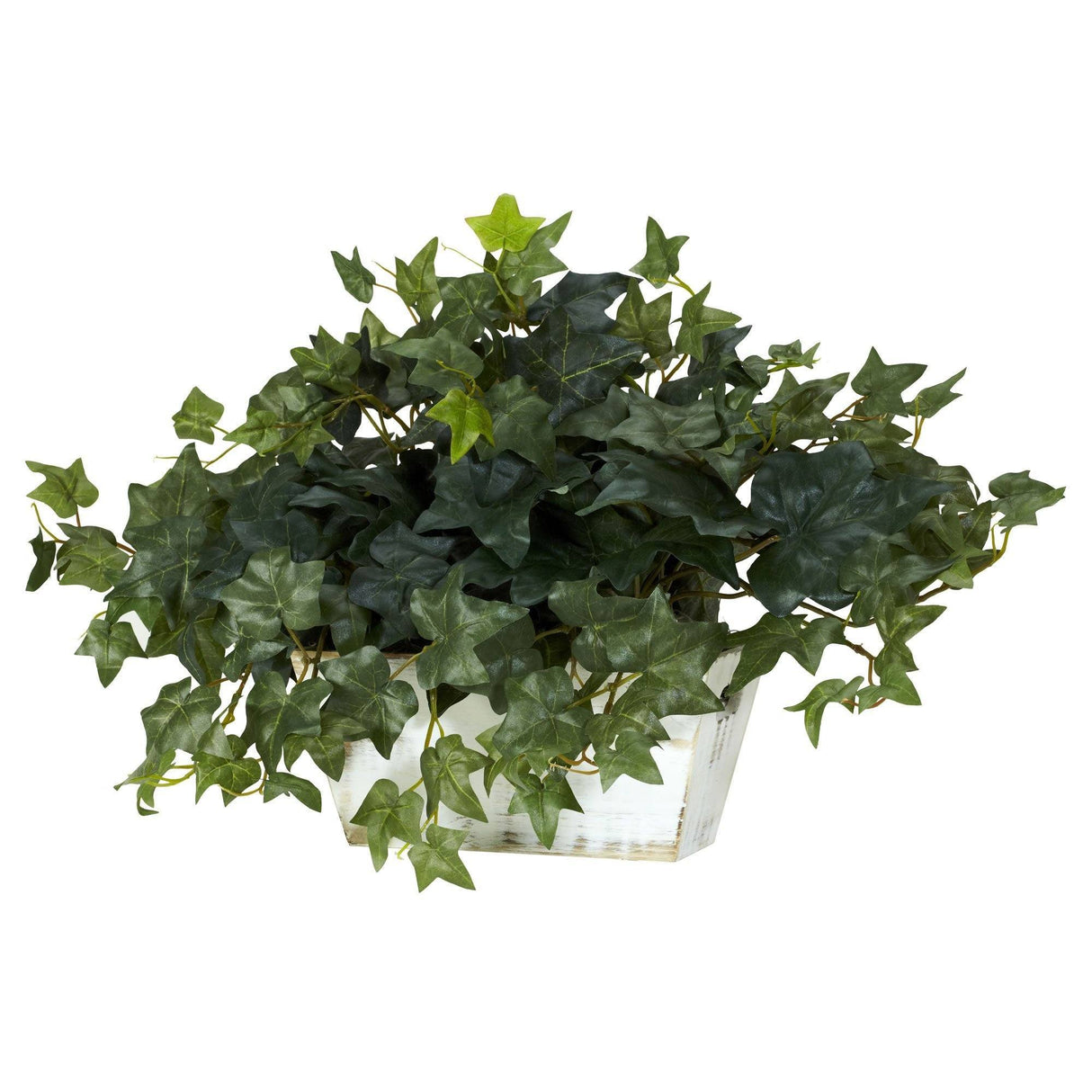 Ivy w/White Wash Planter Silk Plant by Nearly Natural