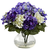 Mixed Hydrangea w/Vase by Nearly Natural