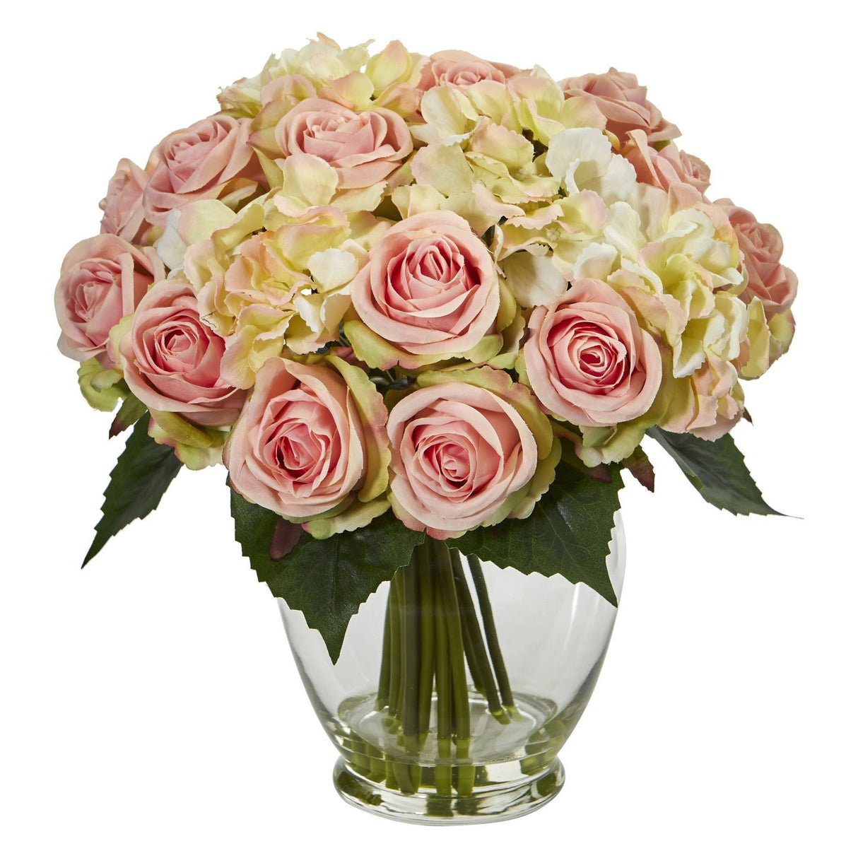 Rose and Hydrangea Bouquet Artificial Arrangement by Nearly Natural