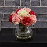 Rose Arrangement w/Vase by Nearly Natural