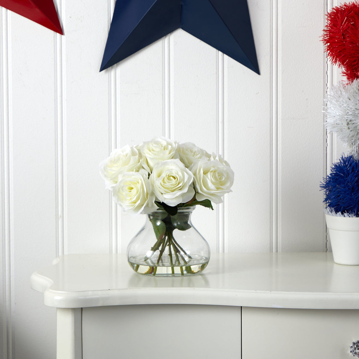 Rose Arrangement w/Vase by Nearly Natural