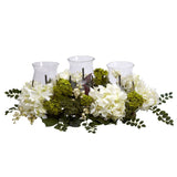 Snowball Hydrangea Triple Candle Holder by Nearly Natural