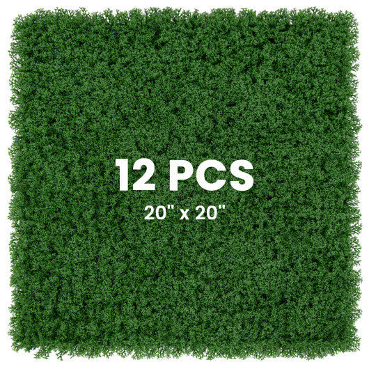 12 Pieces 20 x 20 inches Artificial Grass Wall Panels for Garden Yard Balcony-Green