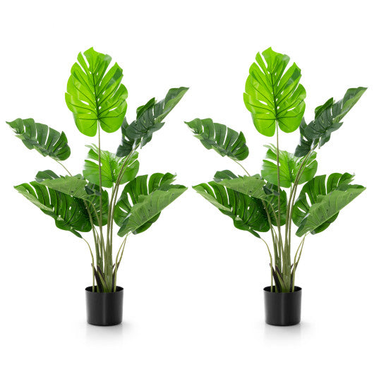 2 Pack Artificial Monstera Deliciosa Tree with 10 Leaves of Different Sizes