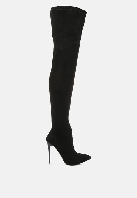 atelier stretch faux suede stiletto long boots by London Rag