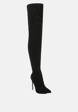 atelier stretch faux suede stiletto long boots by London Rag