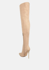 atelier stretch faux suede stiletto long boots by London Rag