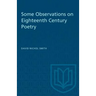 Some Observations on Eighteenth Century Poetry