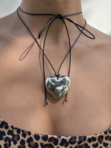 Heart Shape Tied Necklaces Accessories by migunica