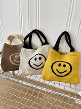 Smiley Face Pattern Woven Handbag by migunica