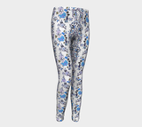 Folclore Oriental blue flower, Eco friendly Leggings by Stardust