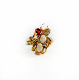 Vintage Genuine Opals Cluster with Austrian Crystals 18k Yellow Gold Plated Cocktail Ring by PVD Vintage Jewelry