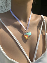 Heart Shape Streamer Tied Necklaces Accessories by migunica