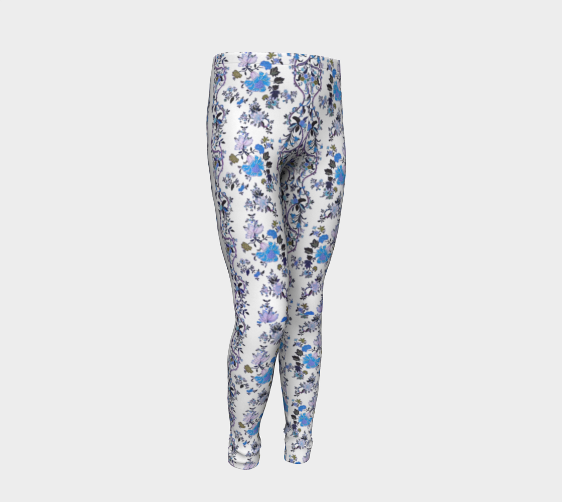 Folclore Oriental blue flower, Eco friendly Leggings by Stardust