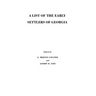 List of the Early Settlers of Georgia