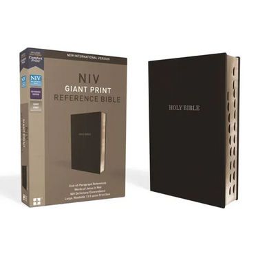 NIV, Reference Bible, Giant Print, Leather-Look, Black, Red Letter Edition, Indexed, Comfort Print